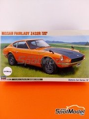 Hasegawa: Car scale model kit 1/24 scale - Nissan Fairlady Z432R 1970 - plastic parts, rubber parts, water slide decals, assembly instructions and painting instructions image