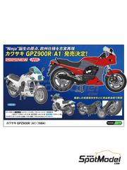 Hasegawa: Motorbike scale model kit 1/12 scale - Kawasaki GPZ900R (A1) 1984 - plastic parts, rubber parts, water slide decals, other materials, assembly instructions and painting instructions