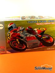 Hasegawa: Motorbike scale model kit 1/12 scale - Yamaha YZR500 0WA8 sponsored by Marlboro #6, 19 - Freddie Spencer (US), Niall Mackenzie (GB) - Motorcycle World Championship 1989 - plastic parts, rubber parts, water slide decals, assembly instructions, painting instructions and does NOT include tobacco sponsor decals image
