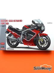 Hasegawa: Motorbike scale model kit 1/12 scale - Suzuki GSX-R750 GR71G 1987 - metal parts, plastic parts, rubber parts, water slide decals, other materials, assembly instructions and painting instructions image