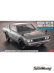 Hasegawa: Car scale model kit 1/24 scale - Nissan Skyline 2000GT-R (KPGC110) - photo-etched parts, plastic parts, rubber parts, turned metal parts, water slide decals, assembly instructions and painting instructions image