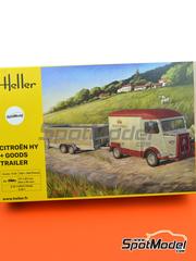 Heller: Van scale model kit 1/24 scale - Citroën HY and goods trailer - plastic parts, rubber parts, water slide decals and assembly instructions image