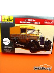 Heller: Van scale model kit 1/24 scale - Citr�en C4 Fourgonnette 1928 - plastic parts, rubber parts, water slide decals, assembly instructions and painting instructions