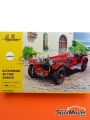 Heller: Car scale model kit 1/24 scale - Alfa Romeo 6C 1750 Zagato - plastic parts, rubber parts, water slide decals, assembly instructions and painting instructions image