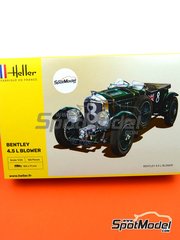 Heller: Car scale model kit 1/24 scale - Bentley 4.5L Blower #8 - Dudley Benjafield (GB) + Guilio Ramponi (IT) - 24 Hours Le Mans 1930 - plastic parts, rubber parts, water slide decals, assembly instructions and painting instructions