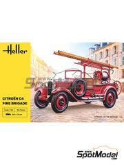 Heller: Car scale model kit 1/24 scale - Citron C4 Fire Brigade - plastic parts, rubber parts, water slide decals, assembly instructions and painting instructions