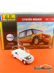 Heller: Car scale model kit 1/24 scale - Citro&euml;n Mehari - plastic parts, rubber parts, water slide decals and assembly instructions image