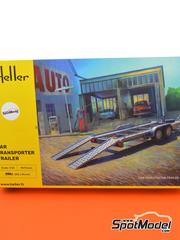 Heller: Trailer scale model kit 1/24 scale - Car Transporter Trailer - plastic parts, rubber parts, water slide decals, other materials and assembly instructions