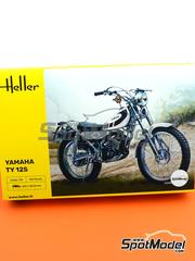 Heller: Motorbike scale model kit 1/8 scale - Yamaha 125 TY - plastic parts, water slide decals, assembly instructions and painting instructions