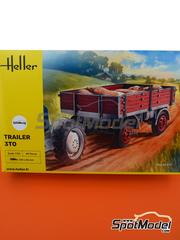Heller: Trailer scale model kit 1/24 scale - Trailer 3 Ton - plastic parts, rubber parts, water slide decals, assembly instructions and painting instructions