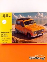 Heller: Maqueta de coche escala 1/24 - Renault 4L TL/GTL Techo lona - piezas de plstico, piezas de goma, calcas de agua, manual de instrucciones e instrucciones de pintado