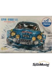 Heller: Car scale model kit 1/24 scale - Alpine Renault A110 1600 S #1 1973 - plastic parts, rubber parts, water slide decals, assembly instructions and painting instructions
