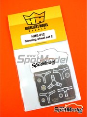 Highlight Model Studio: Steering wheel 1/24 scale - Steering wheel set 2 - photo-etched parts - for Fujimi references FJ08027, 08219, EM-19, EM-27, FJ08028, EM-28, 08236, EM-25, FJ08029, 08220, EM-20, EM-29, FJ08030, 08221, EM-21, EM-30, FJ08031, 08222, EM-22, EM-31, 082226, FJ08032, 08223, EM-23, EM-32, FJ08033, EM-33, FJ08243, EM-28, FJ08253, FJ08272, g and i, or Hasegawa references 20338, 20623, 20732, 20779, 21203, CR-36, 52420 and SP620, or Tamiya references TAM24136, TAM24200 and TAM24252