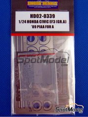 Hobby Design: Photo-etched parts 1/24 scale - EF3 Honda Civic Grupo A - photo-etched parts, resin parts and assembly instructions - for Beemax Model Kits references B24005, Aoshima 084588, B24009, Aoshima 098301 and BX24032 image
