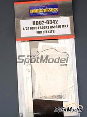 Hobby Design: Photo-etched parts 1/24 scale - Ford Escort RS1600 Mk I - photo-etched parts, resin parts, seatbelt fabric and assembly instructions - for Belkits references BEL006, BEL-006, BEL007 and BEL-007 image