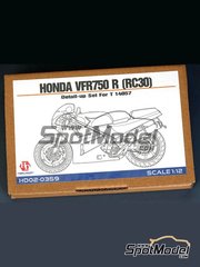 Hobby Design: Detail up set 1/12 scale - Honda VFR750R RC30 - photo-etched parts and assembly instructions - for Tamiya reference TAM14057