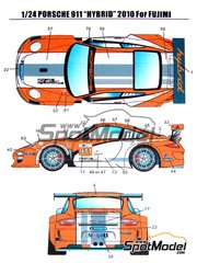Hobby Design: Marking / livery 1/24 scale - Porsche 911 GT3 Hybrid sponsored by Porsche Intelligent Performance #9 - Martin Ragginger (DE) + Jrg Bergmeister (DE) + Marco Holzer (DE) + Richard Lietz (AT) - 24 Hours Nrburgring, American Le Mans Series ALMS 2010 - water slide decals and assembly instructions - for Fujimi references FJ123905 and RS-85