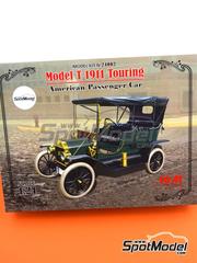 ICM: Car scale model kit 1/24 scale - Ford Model T Touring 1911 - plastic parts, rubber parts, water slide decals, assembly instructions and painting instructions