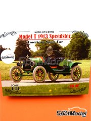 ICM: Car scale model kit 1/24 scale - Ford Model T Speedster 1913 - plastic parts, rubber parts, water slide decals, assembly instructions and painting instructions