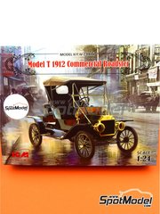 ICM: Car scale model kit 1/24 scale - Ford Model T Commercial Roadster 1912 - plastic parts, rubber parts, water slide decals, assembly instructions and painting instructions