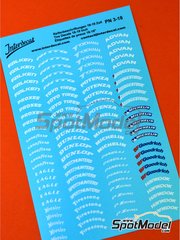 Decalcas DCL-LOG012: Logotypes 1/20 scale - Tire sidewall white chalk  markings (ref. DCL-LOG012)