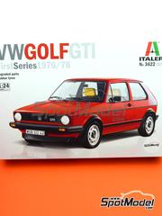 Italeri: Car scale model kit 1/24 scale - Volkswagen Golf I GTI Rabbit 1976, 1977 and 1978 - plastic parts, rubber parts, water slide decals and assembly instructions image