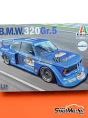 Italeri: Car scale model kit 1/24 scale - BMW 320i Group 5 GS Tuning Team sponsored by Fruit of the Loom #57 - Markus Höttinger (AT) - Deutsche Rennsport Meisterschaft DRM 1978 - plastic parts, rubber parts, water slide decals, assembly instructions and painting instructions image