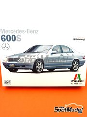 Italeri: Car scale model kit 1/24 scale - Mercedes Benz 600S - plastic parts, rubber parts, water slide decals, assembly instructions and painting instructions image