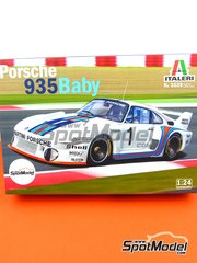 Italeri: Maqueta de coche escala 1/24 - Porsche 935 Baby patrocinado por Martini Racing N 1, 40, 41, 50 - Jochen Mass (DE) + Jacques Bernard 'Jacky' Ickx (BE), Jacques Bernard 'Jacky' Ickx (BE), Rolf Stommelen (DE) + Manfred Schurti (LI), Robert 'Bob' Wollek (FR) - 24 Horas de Le Mans, 6 Horas de Brands Hatch 1977 - piezas de plstico, piezas de goma, calcas de agua, manual de instrucciones e instrucciones de pintado