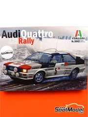Italeri: Car scale model kit 1/24 scale - Audi Quattro Rally Audi Sport Team #5 - Hannu Mikkola (FI) + Arne Hertz (SE) - Monte Carlo Rally - Rallye Automobile de Monte-Carlo 1981 - plastic parts, rubber parts, water slide decals and assembly instructions