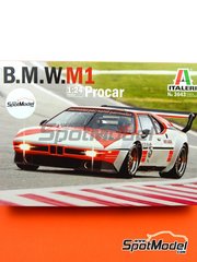 Italeri: Car scale model kit 1/24 scale - BMW M1 Group 4 Project Four Racing Team sponsored by Marlboro Parmalat #5 - Niki Lauda (AT) - Procar Championship 1979 - plastic parts, rubber parts, water slide decals, assembly instructions, painting instructions and tobacco sponsor decals image