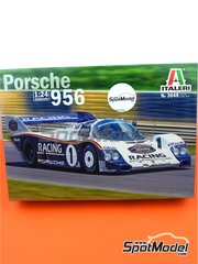 Italeri: Car scale model kit 1/24 scale - Porsche 956 Rothmans Porsche Team #1, 2, 3 - Jacques Bernard 'Jacky' Ickx (BE) + Derek Bell (GB), Jochen Mass (DE) + Stefan Bellof (DE), Alvah Robert 'Al' Holbert (US) - 24 Hours Le Mans 1983 - plastic parts, rubber parts, water slide decals, assembly instructions and painting instructions image