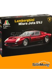Italeri: Maqueta de coche escala 1/24 - Lamborghini Miura Jota SVJ 1970 - piezas de pl�stico, piezas de goma, calcas de agua, otros materiales, manual de instrucciones e instrucciones de pintado