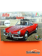 Italeri: Car scale model kit 1/24 scale - Alfa Romeo Giulietta Spider 1300 - plastic parts, rubber parts, water slide decals, other materials and assembly instructions image