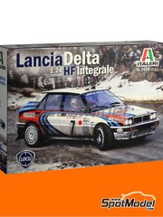 Italeri: Maqueta de coche escala 1/24 - Lancia Delta HF Integrale 16V Equipo Martini International Racing N 1, 7 - Tiziano Siviero (IT) + Massimo 'Miki' Biasion (IT), Didier Auriol (FR) + Bernard Occelli (FR) - Rally de Monte Carlo - Rallye Automobile de Monte-Carlo 1990 - piezas de plstico, piezas de goma, calcas de agua, manual de instrucciones e instrucciones de pintado