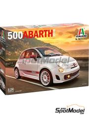 Italeri: Car scale model kit 1/24 scale - Fiat 500 Abarth 2008 - plastic parts, rubber parts, water slide decals, assembly instructions and painting instructions