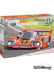 Italeri: Car scale model kit 1/24 scale - Porsche 956 Brun Motorsport Team sponsored by J&auml;germeister #17 - plastic parts, rubber parts, water slide decals, assembly instructions and painting instructions image