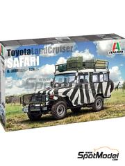 Italeri: Car scale model kit 1/24 scale - Toyota Land Cruiser Safari - plastic parts, rubber parts, water slide decals, assembly instructions and painting instructions image