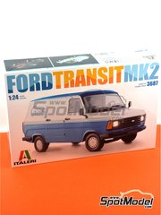 Italeri: Van scale model kit 1/24 scale - Ford Transit Mk.2 - plastic parts, rubber parts, water slide decals and assembly instructions image