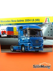 Italeri: Tractor head scale model kit 1/24 scale - Mercedes Benz Actros 1854 LS V8 - plastic parts, rubber parts, water slide decals, assembly instructions and painting instructions image