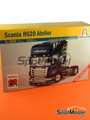 Italeri: Tractor head scale model kit 1/24 scale - Scania R620 Atelier - plastic parts, rubber parts, water slide decals and assembly instructions image