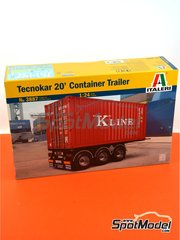 Italeri: Trailer scale model kit 1/24 scale - Tecnokar 20' container trailer - plastic parts, water slide decals and assembly instructions