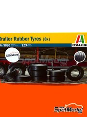 8 Stück Nr. Auflieger Gummireifen 3890 1:24 ITALERI Trailer Rubber Tyres 