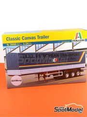 Italeri: Trailer model kit 1/24 scale - Classic Canvas Trailer - plastic parts, rubber parts, water slide decals and assembly instructions