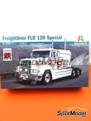Italeri: Tractor head scale model kit 1/24 scale - Freightliner FLD 120 Special - plastic parts, rubber parts, water slide decals, assembly instructions and painting instructions