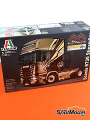 Italeri: Truck scale model kit 1/24 scale - Scania R730 V8 Streamline - plastic parts, rubber parts, water slide decals and assembly instructions
