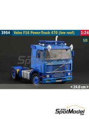 Italeri: Tractor head scale model kit 1/24 scale - Volvo F16 Power Truck 470 low roof - plastic parts, rubber parts, water slide decals, assembly instructions and painting instructions image