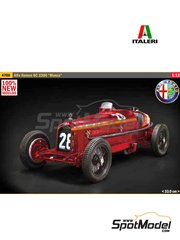 Italeri: Maqueta de coche escala 1/12 - Alfa Romeo 8C 2300 Monza N 28 - Tazio Nuvolari (IT) - Gran Premio de Mnaco 1936 - piezas de metal, mscaras de pintura, fotograbados, piezas de plstico, piezas de goma, calcas de agua, otros materiales, manual de instrucciones e instrucciones de pintado