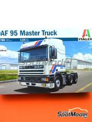 Italeri: Tractor head scale model kit 1/24 scale - DAF 95 Master Truck - plastic parts, rubber parts, water slide decals, assembly instructions and painting instructions