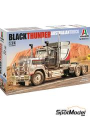 Italeri: Truck scale model kit 1/24 scale - Black Thunder (Mack Superliner) Australian truck - plastic parts, rubber parts, water slide decals, assembly instructions and painting instructions